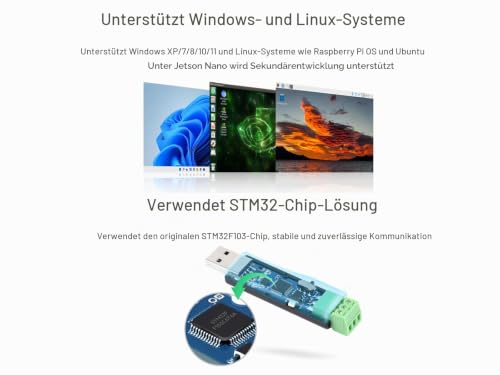 USB to CAN Adapter Analyzer CAN Bus Converter Based on STM32 Chip, Supports Windows 11/10/8/7/XP and Raspberry Pi OS/Jetson Nano Ubuntu etc. Linux Systems, with USB Cable
