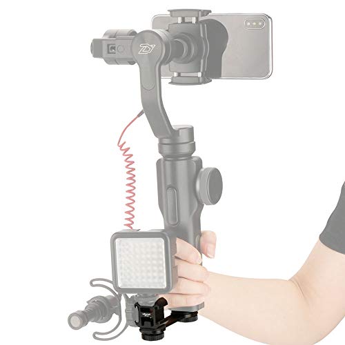 ULANZI PT-3 Triple Cold Shoe Mount Adapter Aluminium for Gimbal (DJI Osmo Mobile 2/3, Zhiyun, Feiyutech), Camera and Smartphone Vlog Video Microphone Extension Bar,Black
