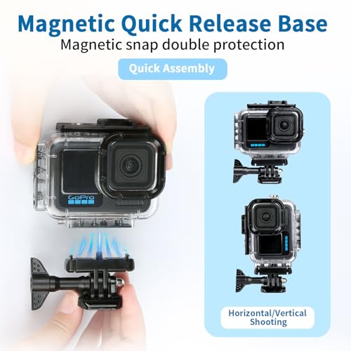 Waterproof Diving Housing for GoPro HERO13/12/11/10/9 Black - 196FT/60M Underwater Case with Magnetic Latch Mount, Protective Underwater Diving Housing Shell Accessories Plastic Case with Magnetic Latch Mount GoPro HERO13-9 Black