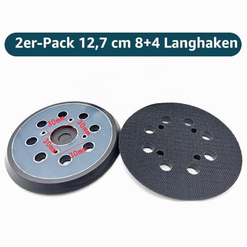 2 x Sanding Discs 125 mm , Sanding Disc Random Orbital Sander as Replacement Part Support Plate Pad for Makita BO5031, M9204, BO5021, BO5041743081-8 for DeWalt 151281-08 DW4388r, 8-Hole