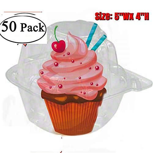 50 jumbo individual cupcake containers large Strong Quality Clear individual Cupcake and Muffin Containers plastic disposable single Compartment cupcake containers individual jumbo cupcake containers) 50 single cupcake containers