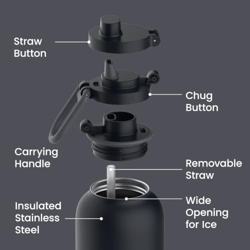 Bentgo Flip 2-in-1 Straw & Chug Leak-Proof Insulated Water Bottle, 40 fl oz Back to Black 40 Ounces