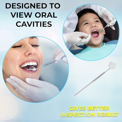 SS INSTRUMENTX Dental Mirror with Handle Dental Stainless Steel Dentist Tools for Teeth Cleaning Inspection Oral Hygiene Mouth Mirror for Daily Use CE