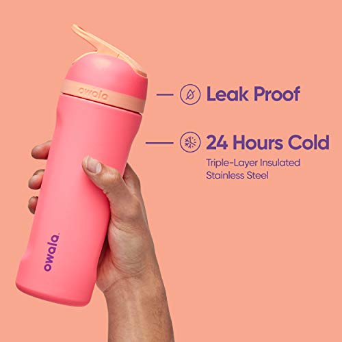 Owala Flip Insulated Stainless Steel Water Bottle with Straw, BPA-Free Sports Water Bottle, Great for Travel, 24 Oz, Shy Marshmallow 24 Ounces 1