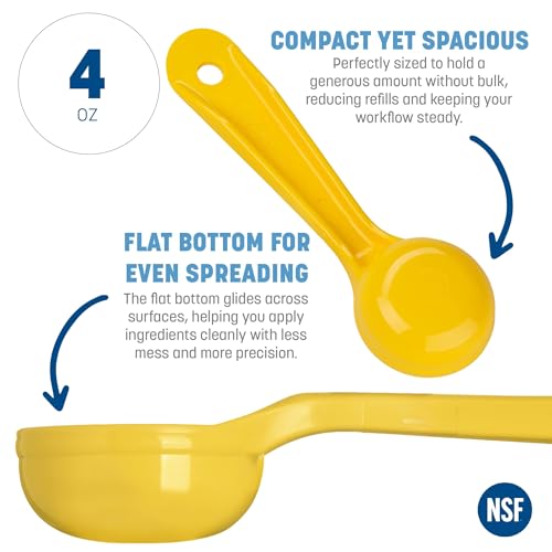 Carlisle FoodService Products 1 Ounce Solid Measuring Spoon – Flat Bottom – Portion Control Tool – Short Handle 6.5 ", Yellow, (Pack of 12) Pack of 12 1 Oz
