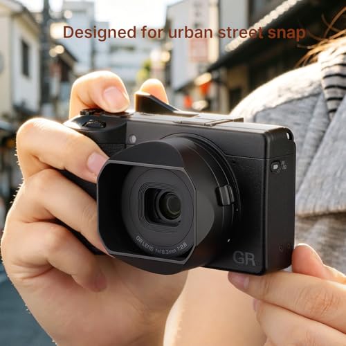 Haoge GR4 Metal Square Lens Hood for RICOH GRVI HDF Camera Lens Accessories Bayonet Mount, Lock Button Design Square Lens Hood with Lock Buckle