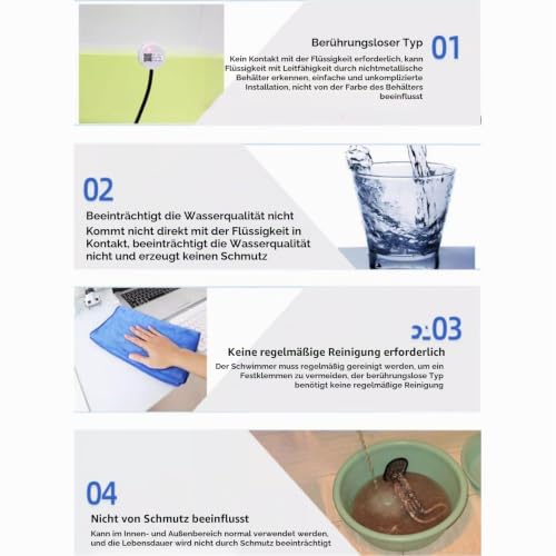 Jadeshay Liquid Level Sensors 5-12V Water Level Sensor, Level Indicator Water Tank Level Sensor Non-Contact NPN Output Interface IP67 Waterproof