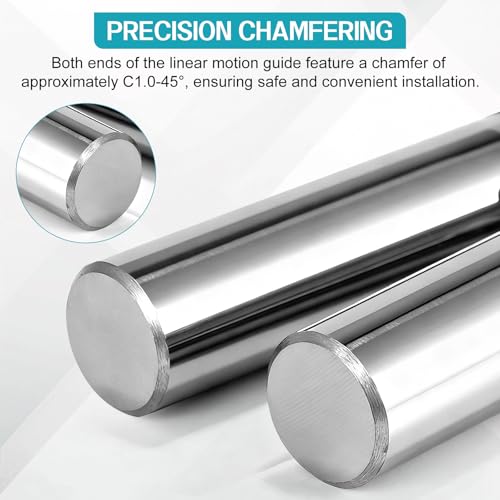2 PCS Linear Rail 10mm x 400mm Linear Guide Straight Linear Bearing 12mm Precision Shaft Round Steel for 3D Printer DIY CNC 45 Steel Cuttable