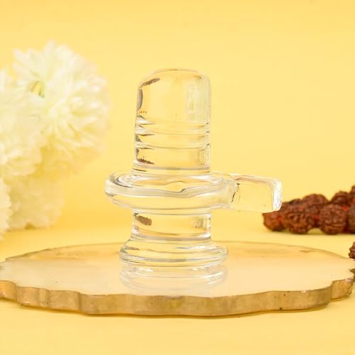 SATVIK 2-2.5 INCH Crystal Shiva Lingam l Pure Sphatik Quartz Shivling for Pooja, Meditation & Devotion l Decorative Showpiece for Gifting l Healing Stones l Car Dashboard Items (Size 3) Size 3