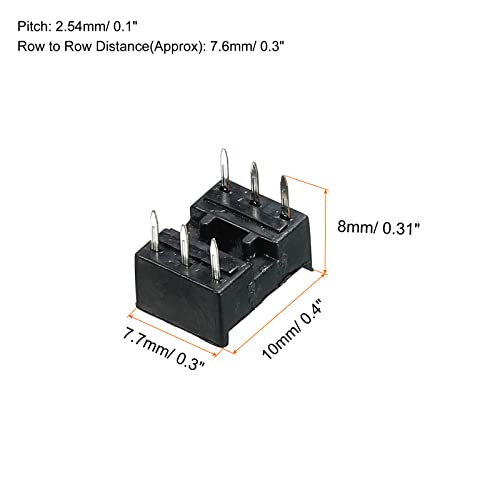 sourcing map Pack of 30 6-Pin DIP IC Sockets, Square Dip-IC Sockets, 2.54 mm Pitch Socket Adapter, Solder Connection for PCB Soldering Perforated Grid Board, Black 6p