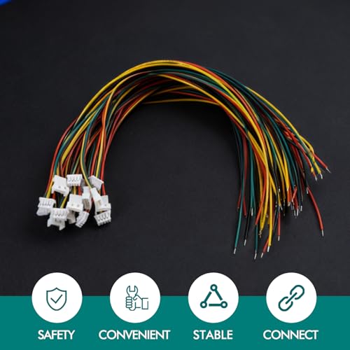 10 Sets Mini Micro 1.25 mm 4-Pin Connector Set with UL1571-26AWG Cable, 4-Pin Connector for Electronics, LED, Model Making, DIY Projects, Durable PH 2.0 Alternative