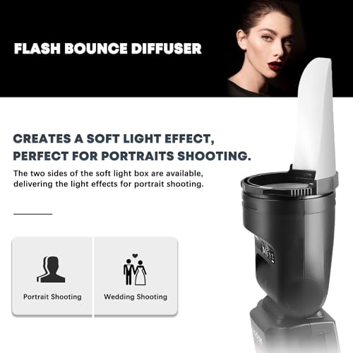 TR-09 Magnetic Flash Accessories Kit for Godox V1/V1 Mid/V100/AD100/AD200 Round Head Speedlite Flashes, Flash Diffuser Kit Includes Dome Diffuser, Diffuser Panel, Barndoor, Honeycomb Grid TR-09
