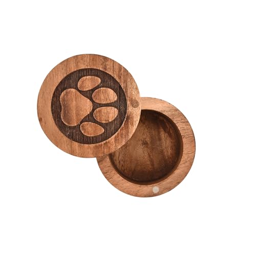 EDHAS Acacia Wood Decorative Urns Funeral Cremation Urn for Ashes for Dogs, Pet Urns for Cats (8.89cm x 8.89cm x 6.35cm)