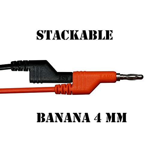AST Labs 39-inch stackable male banana plug test lead extension cord, single set