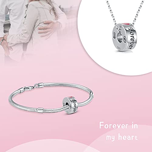 Sterling Silver Cremation Urn Bead Charm for Ashes - S925 Memorial Keepsake Bacetate Pendant Jewelry Gifts for Women Loss Loved One 01 Forever in my heart-Double Urn