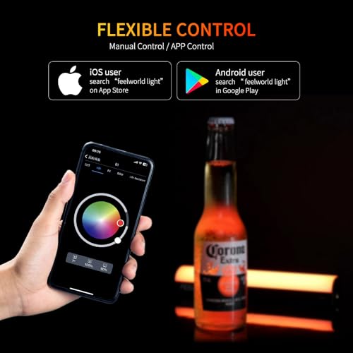 FEELWORLD MT2 Handheld Light Wand, 360° RGB LED Video Light for Photography
