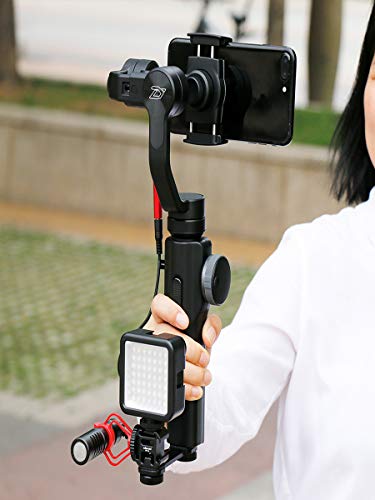 ULANZI PT-3 Triple Cold Shoe Mount Adapter Aluminium for Gimbal (DJI Osmo Mobile 2/3, Zhiyun, Feiyutech), Camera and Smartphone Vlog Video Microphone Extension Bar,Black