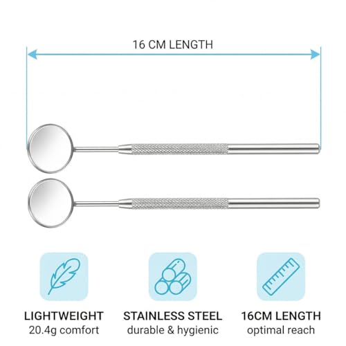 Dental Mirror Mouth Mirror Pack of 2 - Professional Stainless Steel Inspection Mirror for Precise Dental Control & Oral Hygiene. Dental Care Set