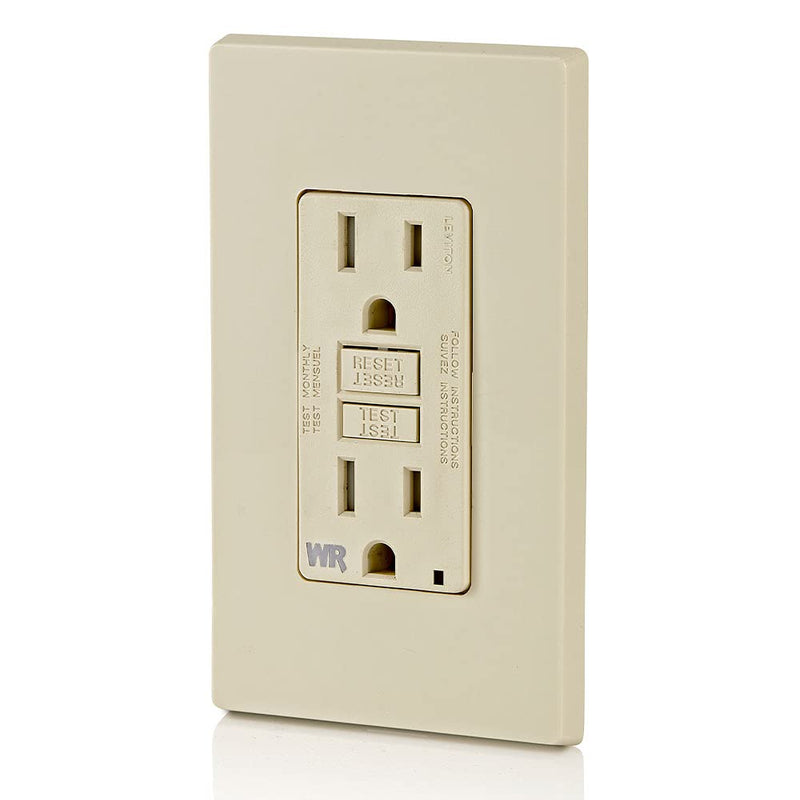 [Australia - AusPower] - Leviton Weather-Resistant Outlet, 15 Amp, Self Test, Tamper-Resistant with LED Indicator Light, Outdoor Locations, GFCI, Light Almond 