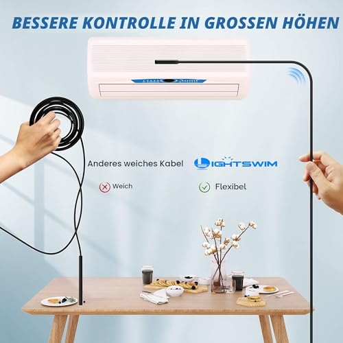Lightswim 1920P Endoscope Snake Inspection Camera, Type-C Endoscope, Scope Camera with 8 LED Lights for Android and iOS Smartphones, iPhone, iPad, Samsung (16.5 ft/5 m) TENG-W400-ONE