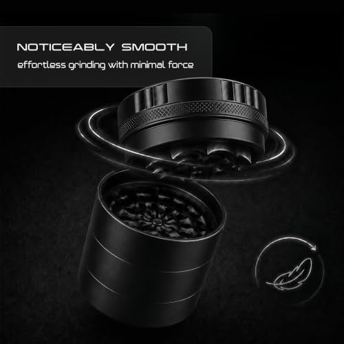 Viberium Toothless Grinder 2.4 Inch - Metal Grinder, Herb Grinders, Crusher Black