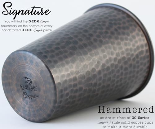 DEDE Copper - CC Series (22 oz) - Super Heavy Weight Drinking Cups or Serving Cold Beverages and Cocktail Mugs, Handmade Unlined Uncoated 100% Pure Copper Tumblers (Hammered Antique) Hammered Antique Copper