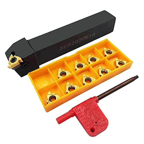3/4" Lathe Tool Threading Insert Turning Tool Holder SER2020K16 with Indexable Threading Turning Insert 16ER AG60 Cutting Insert Blade