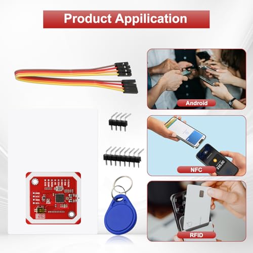 PN532 NFC NXP RFID Module V3 Kit AYWHP 2 Pieces Near Field Communication Reader Module Kit I2C, NFC RFID Card Read Module RFID Reader NFC Sticker Compatible with Arduino