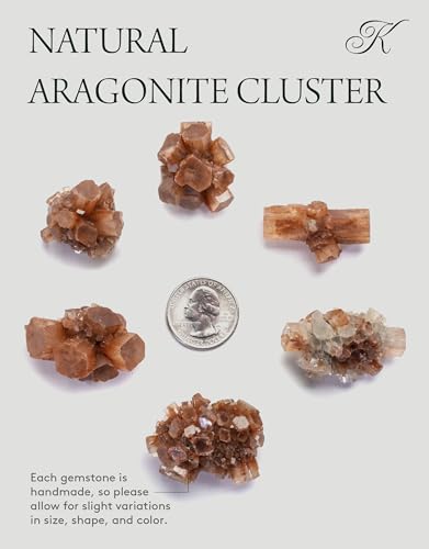 KALIFANO Natural Aragonite Cluster - High Energy Reiki Crystal Star Aragonito with Healing Properties - Information Card Included (Family Owned and Operated)