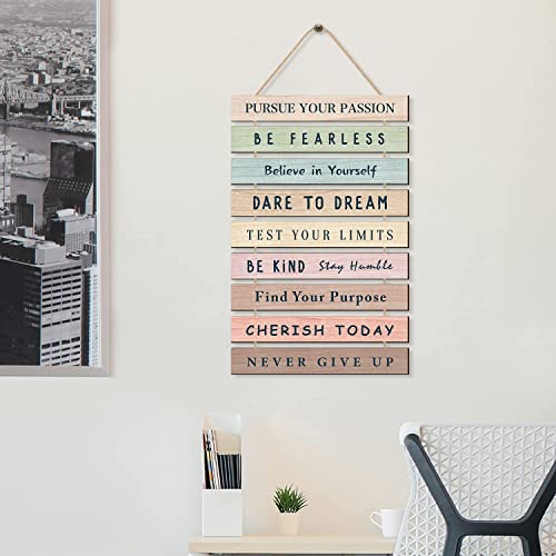 HPUINB Inspirational Quotes Wall Art,Inspirational Wood Sign,Rainbow Motivational Quote Wall Decor for Nursery,Be Kind Positive Phrases Wall Decorations For Kids Bedroom Decor Morandi