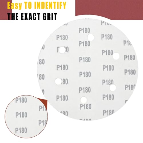 215 mm Sanding Discs Pack of 30 6 Grits P180 | High-quality aluminium oxide, universal for drywall, plasterboard, wood, metal, plastic, spatula and concrete 30pcs-p180