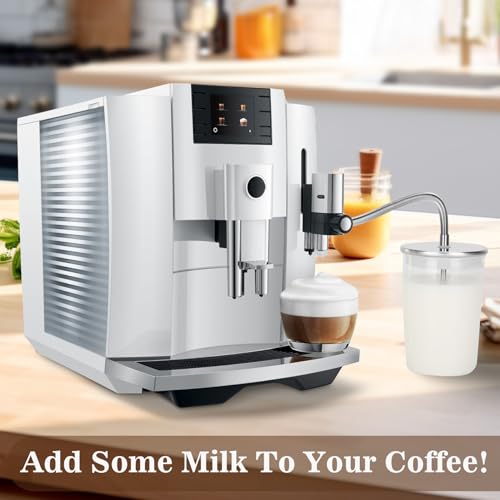 Glass Milk Container for Jura & Stainless Steel Milk Pipe Casing with HP3 Adapter, Compatible with Jura Coffee Machine Models: Z8, Z6, J6, S8, S80, E8, GIGA X8cG2 / X8G2/X3cG2 / X3G2, X8, X10, WE8 Container+ Pipe Casing