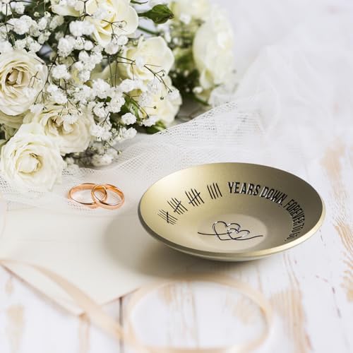 PuGez 19 Year Anniversary Bronze Gifts For Him Her, 19th Wedding Anniversary For Wife Husband, 4" Metal Ring Holder Dish Jewelry Tray - Unique Decoration Ideas Bronze Gift For Parents Men Women