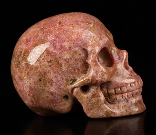 Skullis 2.0” Pink and Black Rhodonite Crystal Skull, Hand Carved Gemstone Fine Art Sculpture, Reiki Healing Stone Statue.1390 2.0” Pink and Black Rhodonite 26