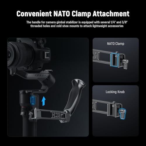 NEEWER Basic Adjustable Gimbal Sling Handle Grip Compatible with DJI Ronin RS4Mini RS4 RS4Pro RS3 Mini RS 3 Pro RS2 RSC 2 Stabilizer, Ergonomic Handgrip Low Angle Shots Accessories Expansion, CA143