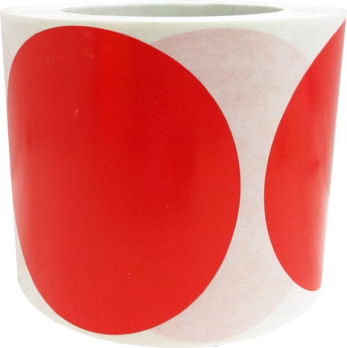 Red Color Coding Labels – 4 Inch Round Circle Dots, 500 Total Adhesive Stickers on a Roll for Inventory, Organization, Warehouse, and Retail – Made in the USA