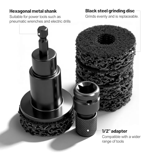 Wheel Hub Cleaning Set Wheel Hub Grinder Set with Sanding Discs | For drills or 1/2 inch impact wrenches | Quick rust removal on wheel bolts and rotors