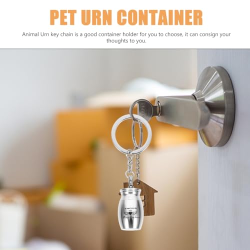 Pet Urn Keychain Mini Urn Container Pendant for Ashes Screw Lid Ash Keepsake Key Ring Lightweight Memorial Ornament for Pet Hair or Ashes Pocket Carry Gift Silver 1.5X1.5X2.5CM