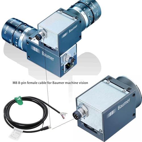 M8 8 pin Female Power Data Cable for Baumer CX Machine Vision Industrial Camera Sensor Automation Control I/O, A Coding, Shielded, 1m M8 8 pin female to open 15m