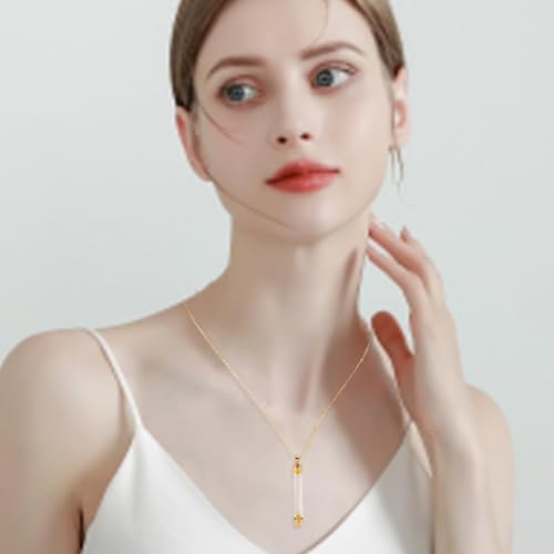 2 Colors Column Glass Bottle Pendant Necklaces Cat Whisker Holder Brass Cable Chain Necklaces Jewelry Charm Urn Ashes Memorial Pendant Keepsake for Cat Whiskers Pet or Human