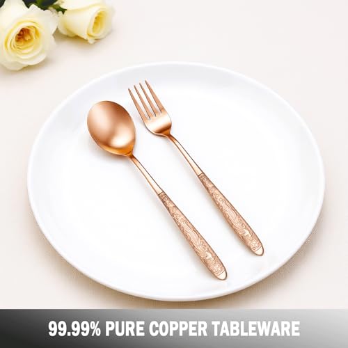 99.99% Pure Copper Utensils, Copper Flatware with Chinese Beautiful Meaning, Suitable for Kitchen, Home, Wedding, Party, Dishwasher Safe (2 Type) Set 2