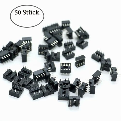 DIP-IC Socket 8-Pin DIP-8 2.54 mm IC Socket Adapter Solder Connection Pack of 50 8 pin