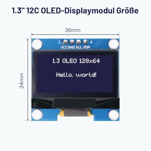 3 x 1.3 Inch OLED Display I2C 128 x 64 Pixel I2C Screen Display Module, OLED Display Module for Arduino (White Sign) White