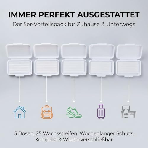 MORSA Dental Braces Wax Set of 10 - 10 Cans of 5 Strips | Orthodontic wax | Dental Wax Transparent | 125 Years of Expertise | ISO 13485 | Toxicity Tested | Made in Germany 10x cans