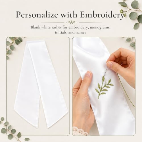 8 Pack White Wreath Sash for Front Door, 5x56in Blank Monogram Sash White-8pcs