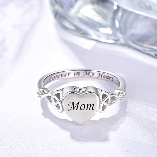 Heart Cremation Ring 925 Sterling Silver Pet Memorial Forever Loved Mom 8