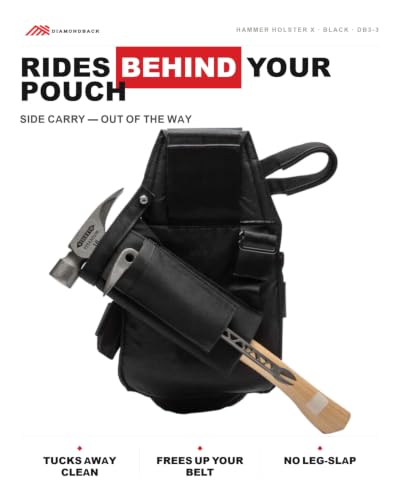 Diamondback Hammer Holster X black right-side hammer and pry bar holder for tool belts