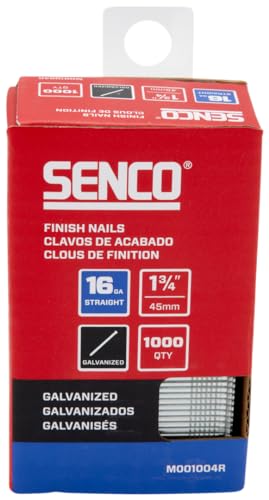 Senco M001004R 1-3/4-inch 16-gauge straight finish nails, galvanized, 1,000-count pack