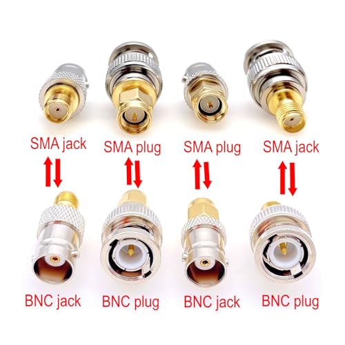 JZK Set of 4 High Frequency Coaxial Male SMA Male Female to BNC Adapter BNC Male Female to SMA Male