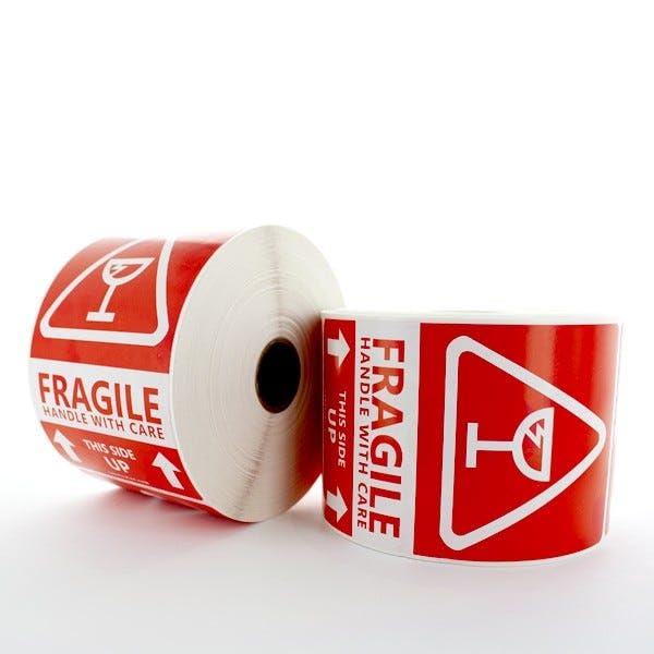 Fragile Handle with Care Labels 3" x 5" - 500 Labels per roll